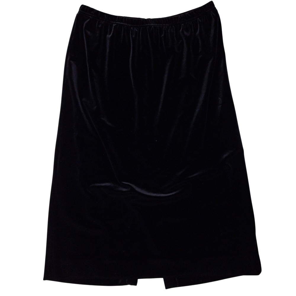 Ridgetown Collection Womens Black Velvet Midi Skirt Petite Size‎ L Vintage